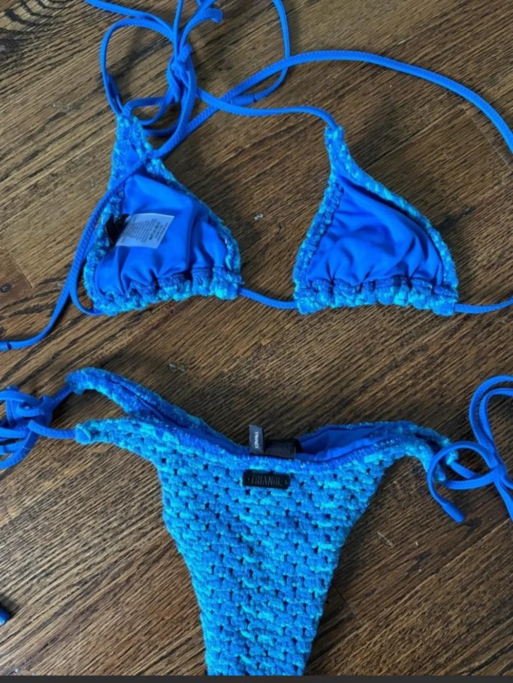 Blue Crocheted Tie-Side Bikini Set - Picture 3 of 4